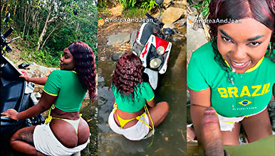 Andrea Ortiz se extrae leche de un desconocido en el río en sexo oral