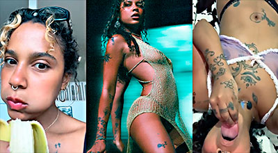 La artista dominicana Tokischa escupe saliva en su coño para masturbarse