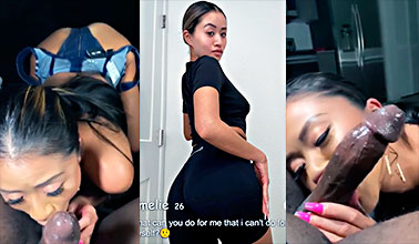 Puta asiática no tiene límite en su garganta chupando polla