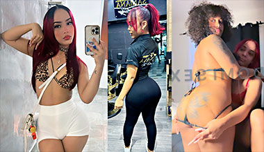 Bailarina de Santana Barber Shop LA ROJA con Lesbiana