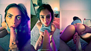 La brasileña Brenda Trindade tragándose esa gran polla y fumando