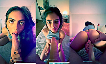 La brasileña Brenda Trindade tragándose esa gran polla y fumando