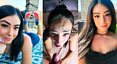 Cookiesbby lo mira a la cara mientras se traga la polla sin piedad