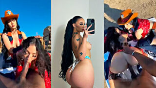 La vaquera Anij Nicole y una amiga forman un trío con un negro