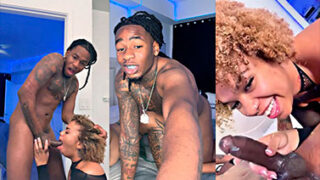 Danae Davis se burla de un negro mientras le ordeña la polla