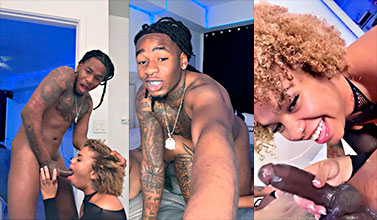 Danae Davis se burla de un negro mientras le ordeña la polla