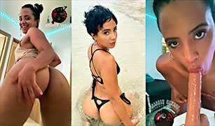 A la dominicana Hillary OG le chupan el culo y se traga un consolador enorme