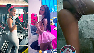 La dominicana María Angélica en el patio de su casa lavando su toto