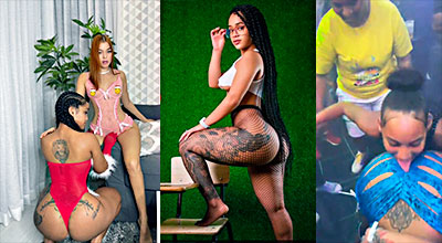 La dominicana Megane Janell es devorada por lesbianas de goma