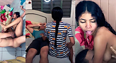 Está enfermo y su hermanastra le ayuda a bajar la fiebre follando duro