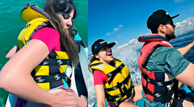 Los españoles se van muy lejos en la moto de agua en el mar y follan