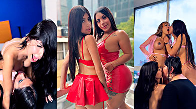 Karol Smith es destruida por intensos transexuales follando en un cuarteto