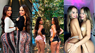 Gemelas lesbianas haciendo deliciosas bromas con sus seguidores