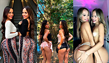 Gemelas lesbianas haciendo deliciosas bromas con sus seguidores