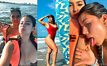 Lesbianas follan en una moto de agua en el mar