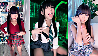 La pequeña Kitty Kum se mete un enorme consolador en el coño