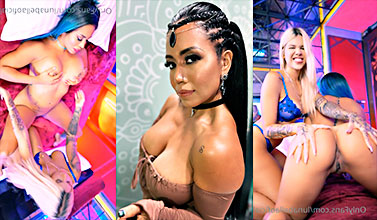 Mujer Luna Bella follándose a una rubia lesbiana en una cabaña