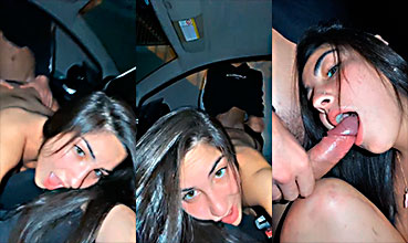 Dios mío, esta perra es follada dentro del auto de su novio