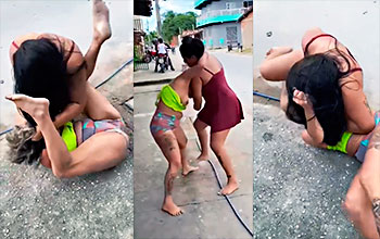 Lucha fuera de control y se dan muchos golpes sobre un hombre.