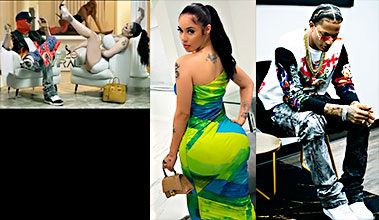 Ultra mega químico en una entrevista porno con 2 lesbianas detrás