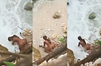 Sanky Panky es captado cantando a la orilla del mar