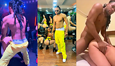 Santana Barber Shop cantando a otra bailarina que no es Peny Rodríguez