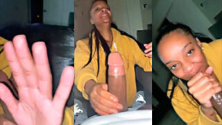 No le gusta que la filmen mientras se traga esa polla.