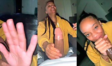 No le gusta que la filmen mientras se traga esa polla.