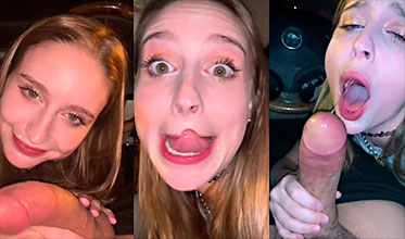 Ella es maníaca dentro del auto, se traga la polla y le saca leche