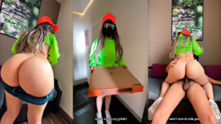 La repartidora de pizzas Sofia Rizof follando con su cliente