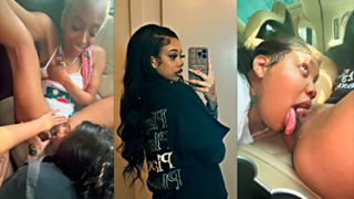 Conductor de Uber en el trabajo y las lesbianas de atrás haciendo un trío