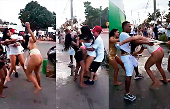 Todas sus novias se reúnen y se desata un tremendo pleito en la calle