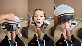 La azafata militar Makenapierxoxo tragando una polla gruesa