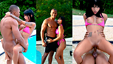 Vídeo porno de Athenea Rosse y Brandon Cruz follando en la piscina
