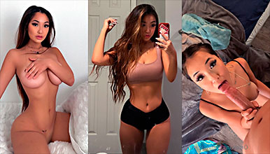 Hermosa asiática malcriada MILF tragando una polla blanca