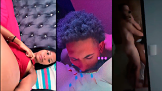 La dominicana Estefany sosteniendo un montón de Nema