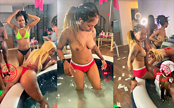 lesbianas reciben dinero en la piscina, estan muy calientes