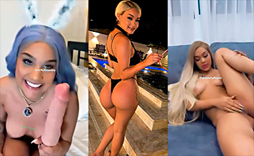 Masha muy feliz porque tiene un consolador grueso