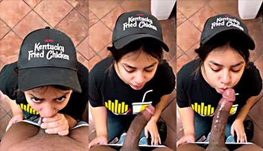 La repartidora de pizzas vio el pene enorme y se lo tragó.