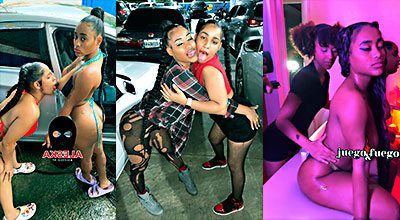 Dominicana Erika Sofoke Con Aleska Y La Melaza Y Otra Lesbiana Mas