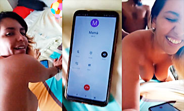 Su Madre Llama Al Celular Y Ella Singando Con El Vecino