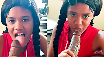 The little whore tells him you like daddy, when she deep throats him
